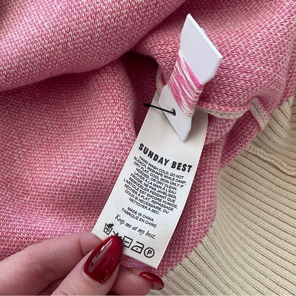 Aritzia Sun-deh Sunday Best Cream Pink Butterfly Print Peggy Oversized Sweater - Picture 9 of 12